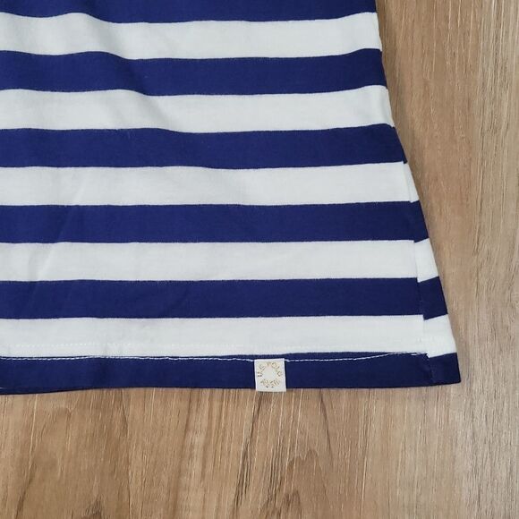🔺️US Polo Assn Blue & White Stripe Vneck Short Sleeve Top Large - Picture 6 of 8
